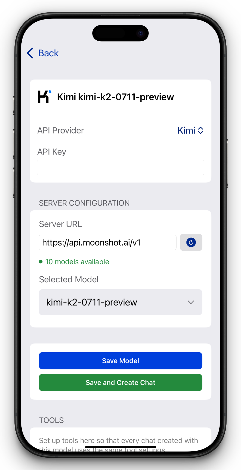 Kimi K2 Remote Model Setting