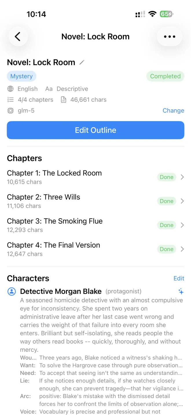 a novel, written with any model